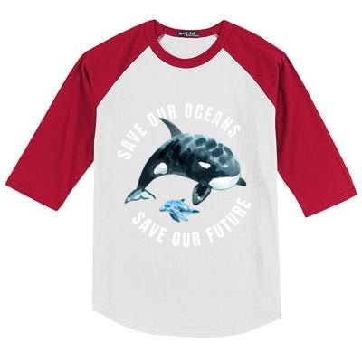 Save Our Oceans Dolphin Dolphin Pro Environt Nature Earth Gift Kids Colorblock Raglan Jersey