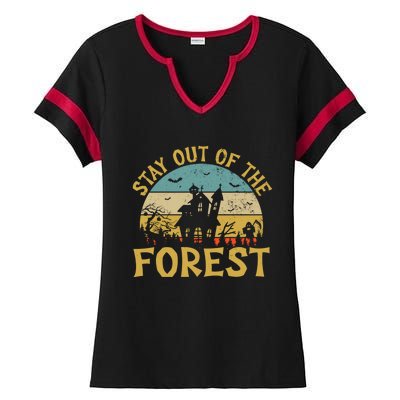 Stay Out Of The Forest Horror Movie Gift Ladies Halftime Notch Neck Tee