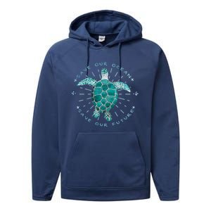 Save Our Oceans Save Our Future Climate Change Gift Performance Fleece Hoodie