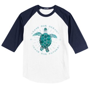 Save Our Oceans Save Our Future Climate Change Gift Baseball Sleeve Shirt