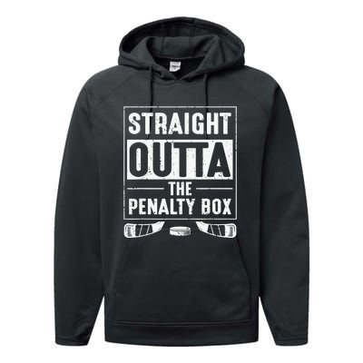 Straight Out Of Penalty Box Ice Hockey Lovers Performance Fleece Hoodie