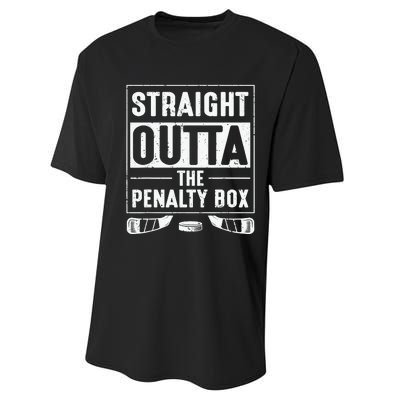 Straight Out Of Penalty Box Ice Hockey Lovers Performance Sprint T-Shirt