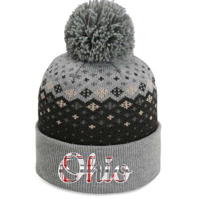 State Of Ohio Ohioan Pride Trendy Plaid Script Texgift The Baniff Cuffed Pom Beanie