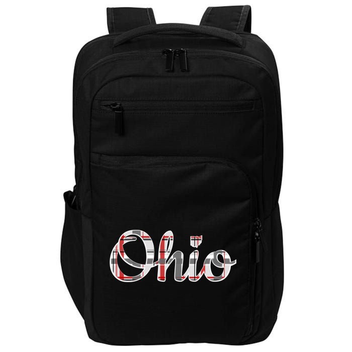 State Of Ohio Ohioan Pride Trendy Plaid Script Texgift Impact Tech Backpack