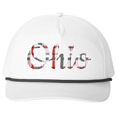 State Of Ohio Ohioan Pride Trendy Plaid Script Texgift Snapback Five-Panel Rope Hat