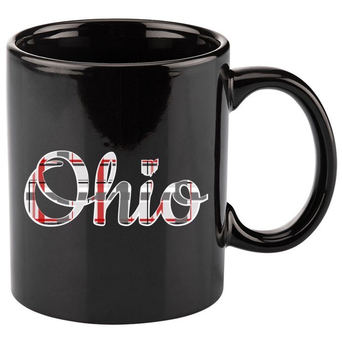 State Of Ohio Ohioan Pride Trendy Plaid Script Texgift 11oz C Handle Ceramic Mug