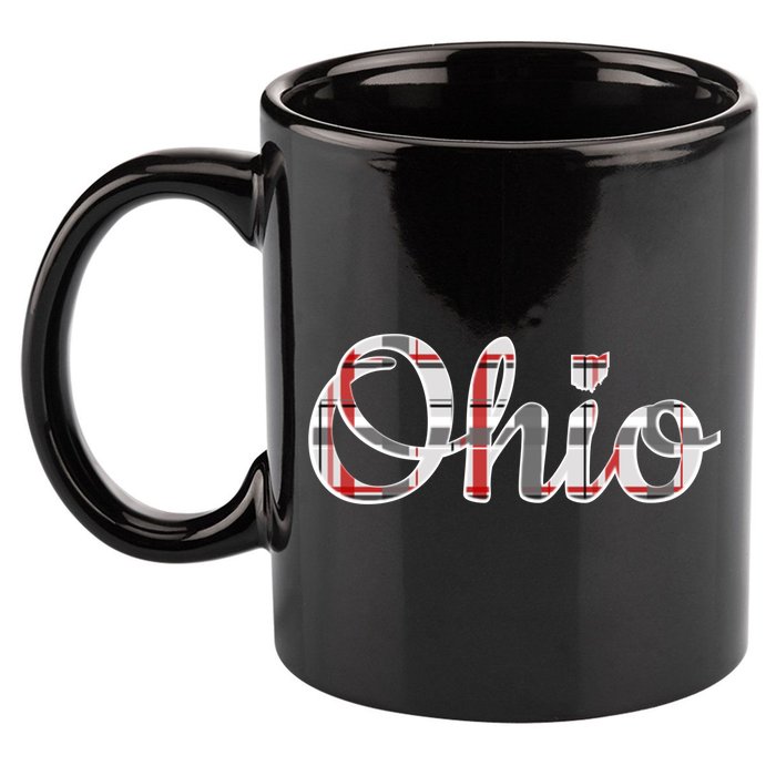 State Of Ohio Ohioan Pride Trendy Plaid Script Texgift 11oz C Handle Ceramic Mug