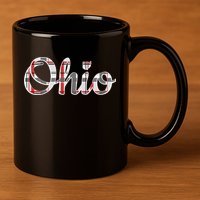 State Of Ohio Ohioan Pride Trendy Plaid Script Texgift 11oz C Handle Ceramic Mug
