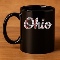 State Of Ohio Ohioan Pride Trendy Plaid Script Texgift 11oz C Handle Ceramic Mug