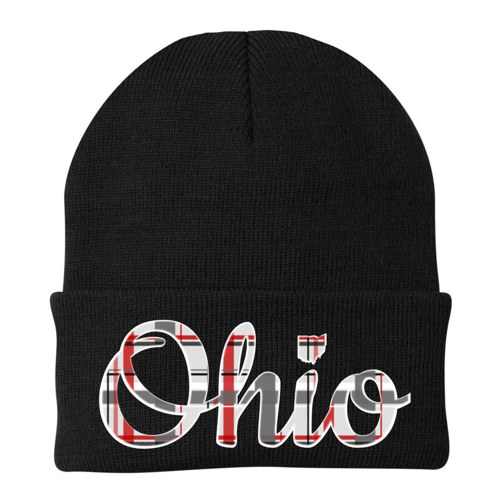 State Of Ohio Ohioan Pride Trendy Plaid Script Texgift Beanie