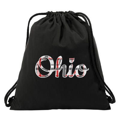 State Of Ohio Ohioan Pride Trendy Plaid Script Texgift Drawstring Bag