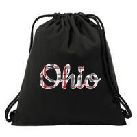 State Of Ohio Ohioan Pride Trendy Plaid Script Texgift Drawstring Bag