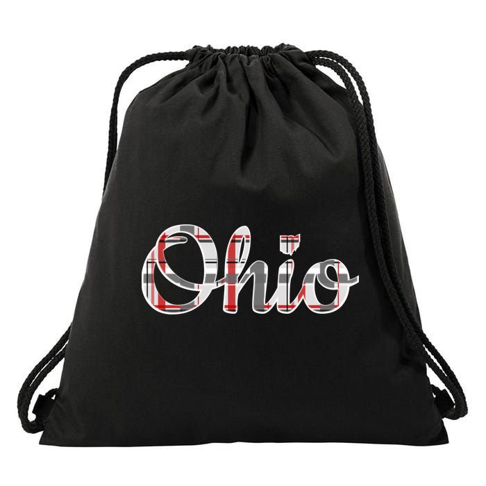 State Of Ohio Ohioan Pride Trendy Plaid Script Texgift Drawstring Bag
