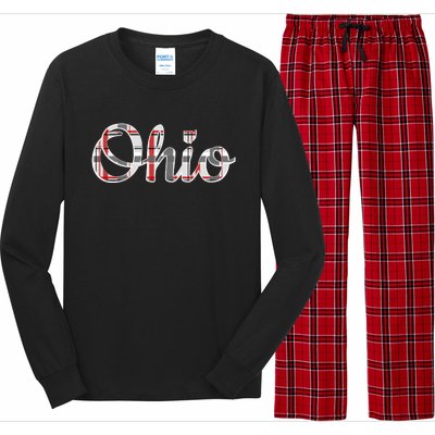 State Of Ohio Ohioan Pride Trendy Plaid Script Texgift Long Sleeve Pajama Set