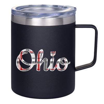 State Of Ohio Ohioan Pride Trendy Plaid Script Texgift 12oz Stainless Steel Coffee Mug