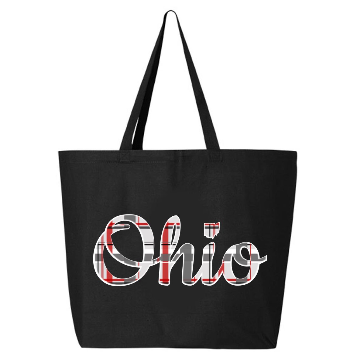 State Of Ohio Ohioan Pride Trendy Plaid Script Texgift 25L Jumbo Tote