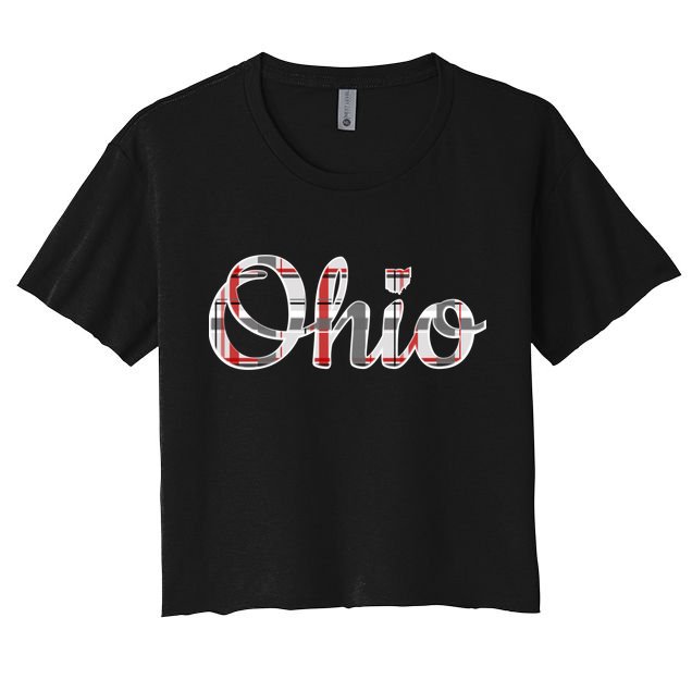 State Of Ohio Ohioan Pride Trendy Plaid Script Texgift Crop Top