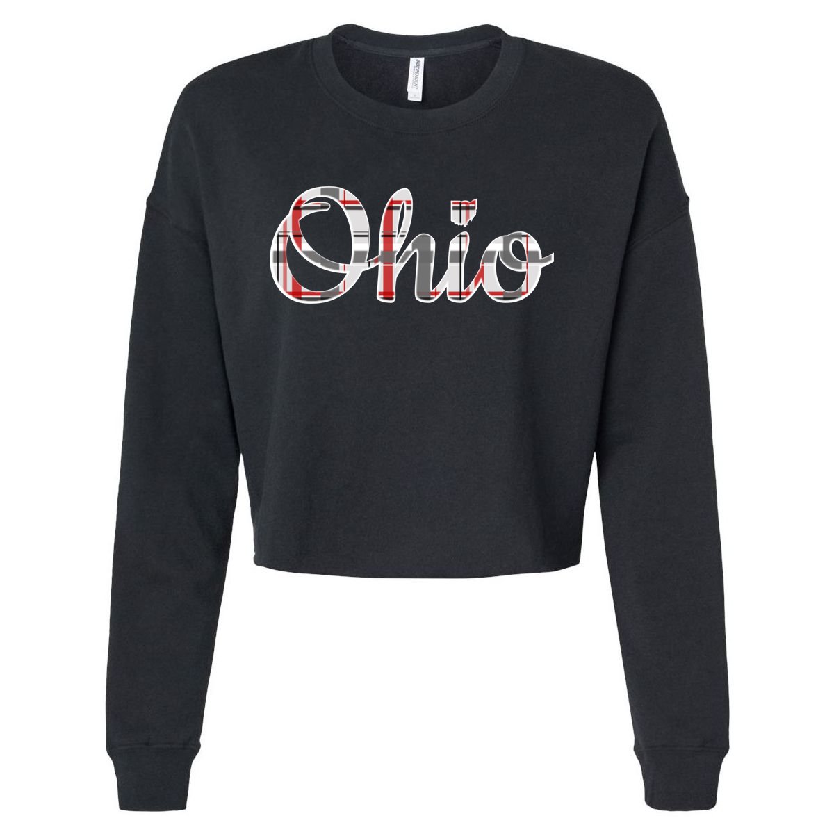State Of Ohio Ohioan Pride Trendy Plaid Script Texgift Cropped Pullover Crew
