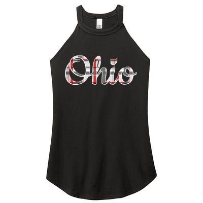State Of Ohio Ohioan Pride Trendy Plaid Script Texgift Women's Perfect Tri Rocker Tank