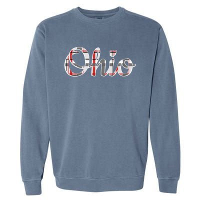 State Of Ohio Ohioan Pride Trendy Plaid Script Texgift Garment-Dyed Sweatshirt