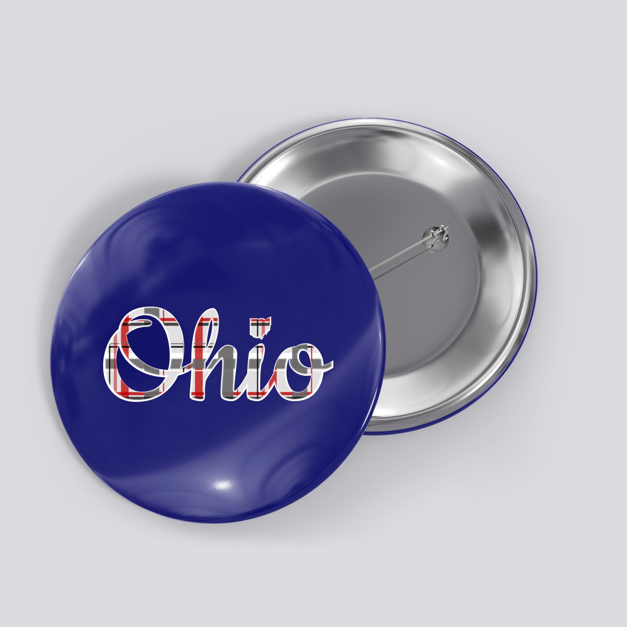 State Of Ohio Ohioan Pride Trendy Plaid Script Texgift Button