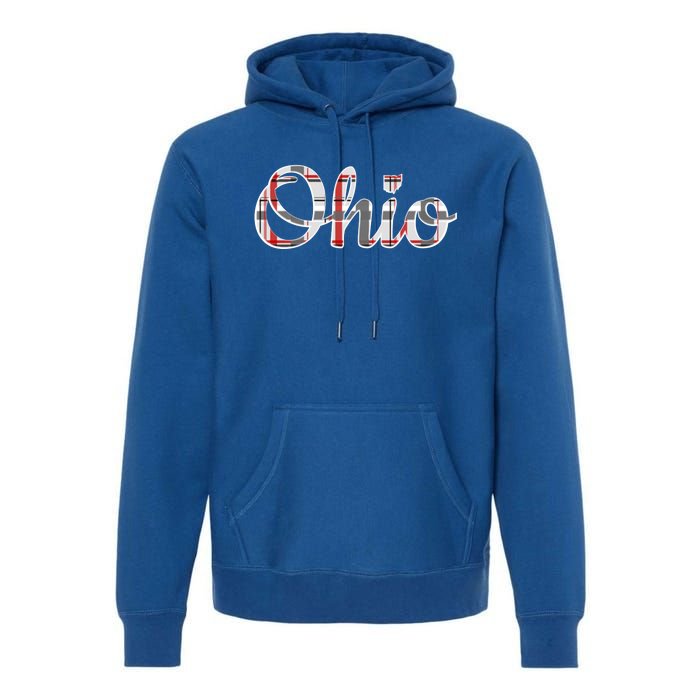 State Of Ohio Ohioan Pride Trendy Plaid Script Texgift Premium Hoodie