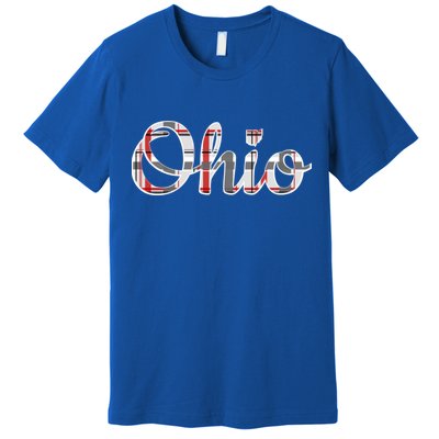 State Of Ohio Ohioan Pride Trendy Plaid Script Texgift Premium T-Shirt