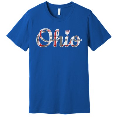 State Of Ohio Ohioan Pride Trendy Plaid Script Texgift Premium T-Shirt