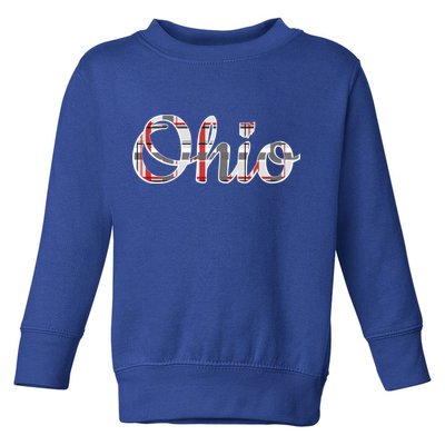 State Of Ohio Ohioan Pride Trendy Plaid Script Texgift Toddler Sweatshirt