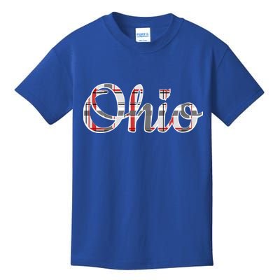 State Of Ohio Ohioan Pride Trendy Plaid Script Texgift Kids T-Shirt