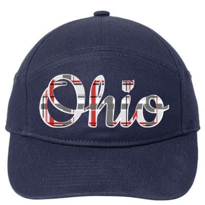 State Of Ohio Ohioan Pride Trendy Plaid Script Texgift 7-Panel Snapback Hat