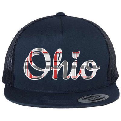 State Of Ohio Ohioan Pride Trendy Plaid Script Texgift Flat Bill Trucker Hat