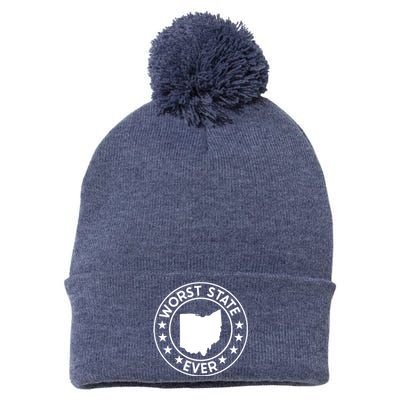 State Of Ohio Home State Lover Worst State Ever Pom Pom 12in Knit Beanie