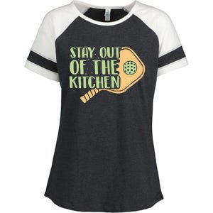 Stay Out Of The Kitchen Funny Pickleball Enza Ladies Jersey Colorblock Tee