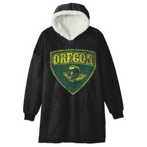 State Of Oregon Heroic Emblem Green Hooded Wearable Blanket