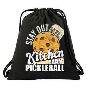 Stay Out Of The Kitchen Play Pickleball Paddleball Lover Drawstring Bag