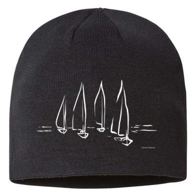 Sailboats On Open Water Nautical Theme Sailing Boating Gift Sustainable Beanie