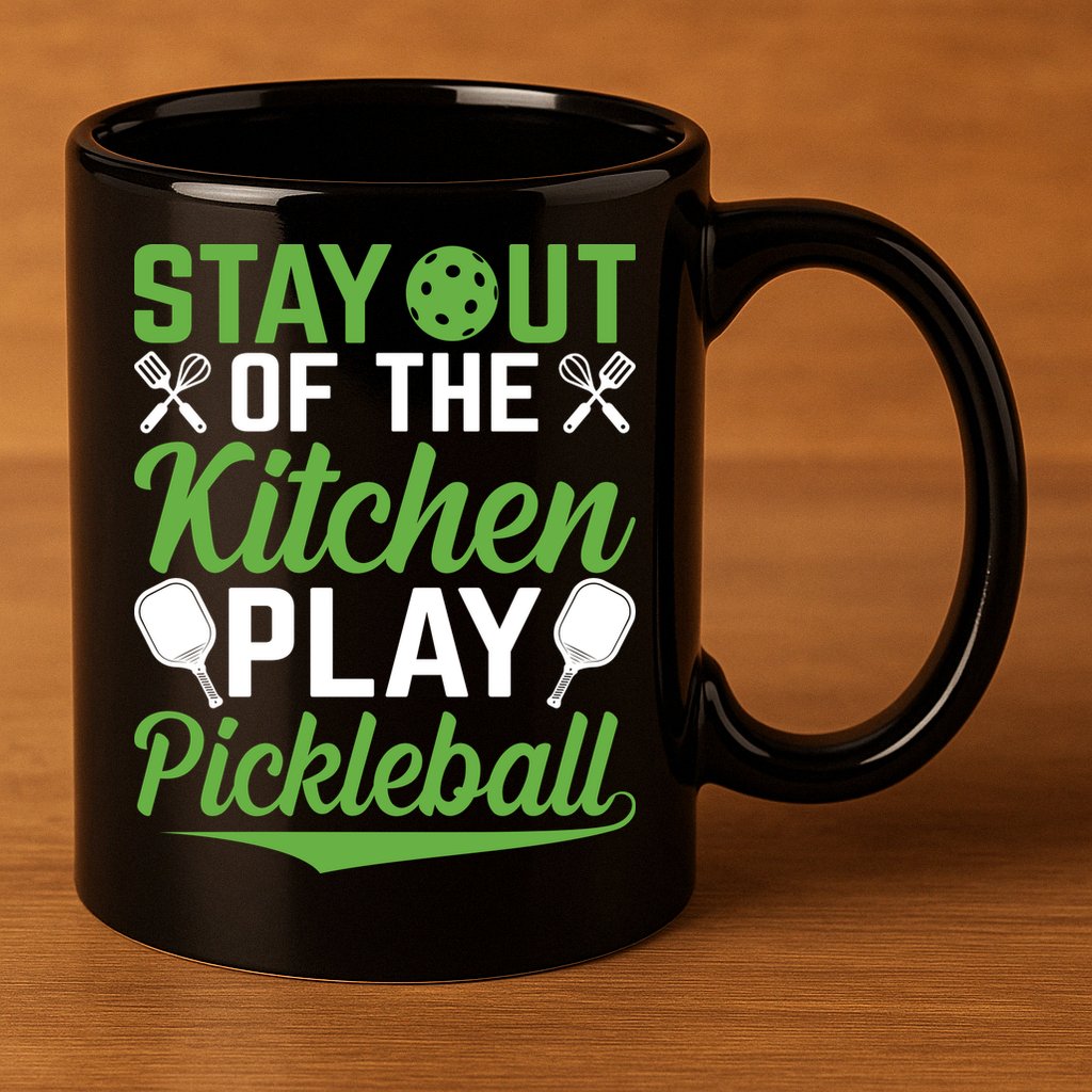 Stay Out Of The Kitchen Play Pickleball 11oz C Handle Ceramic Mug