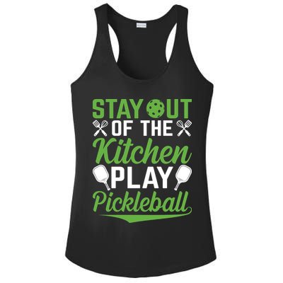 Stay Out Of The Kitchen Play Pickleball Ladies PosiCharge Competitor Racerback Tank