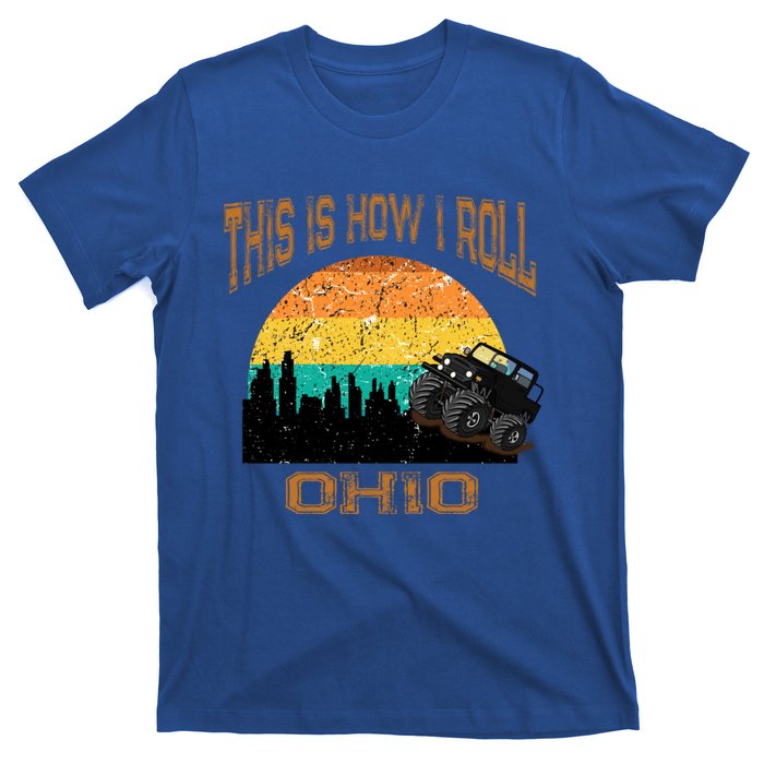 Sunset Ohio Oh Retro Vintage Skyline City Monster Truck Cool Gift T-Shirt