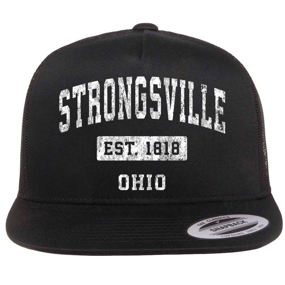 Strongsville Ohio Oh Vintage Established Sports Design Flat Bill Trucker Hat