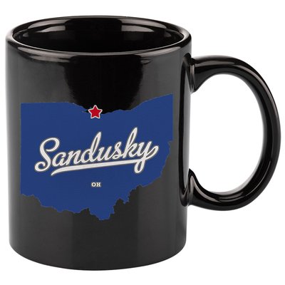 Sandusky Ohio OH Map 11oz C Handle Ceramic Mug