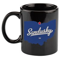 Sandusky Ohio OH Map 11oz C Handle Ceramic Mug