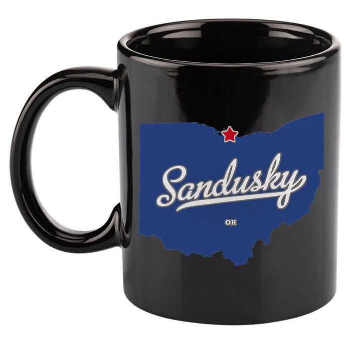 Sandusky Ohio OH Map 11oz C Handle Ceramic Mug