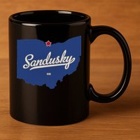 Sandusky Ohio OH Map 11oz C Handle Ceramic Mug
