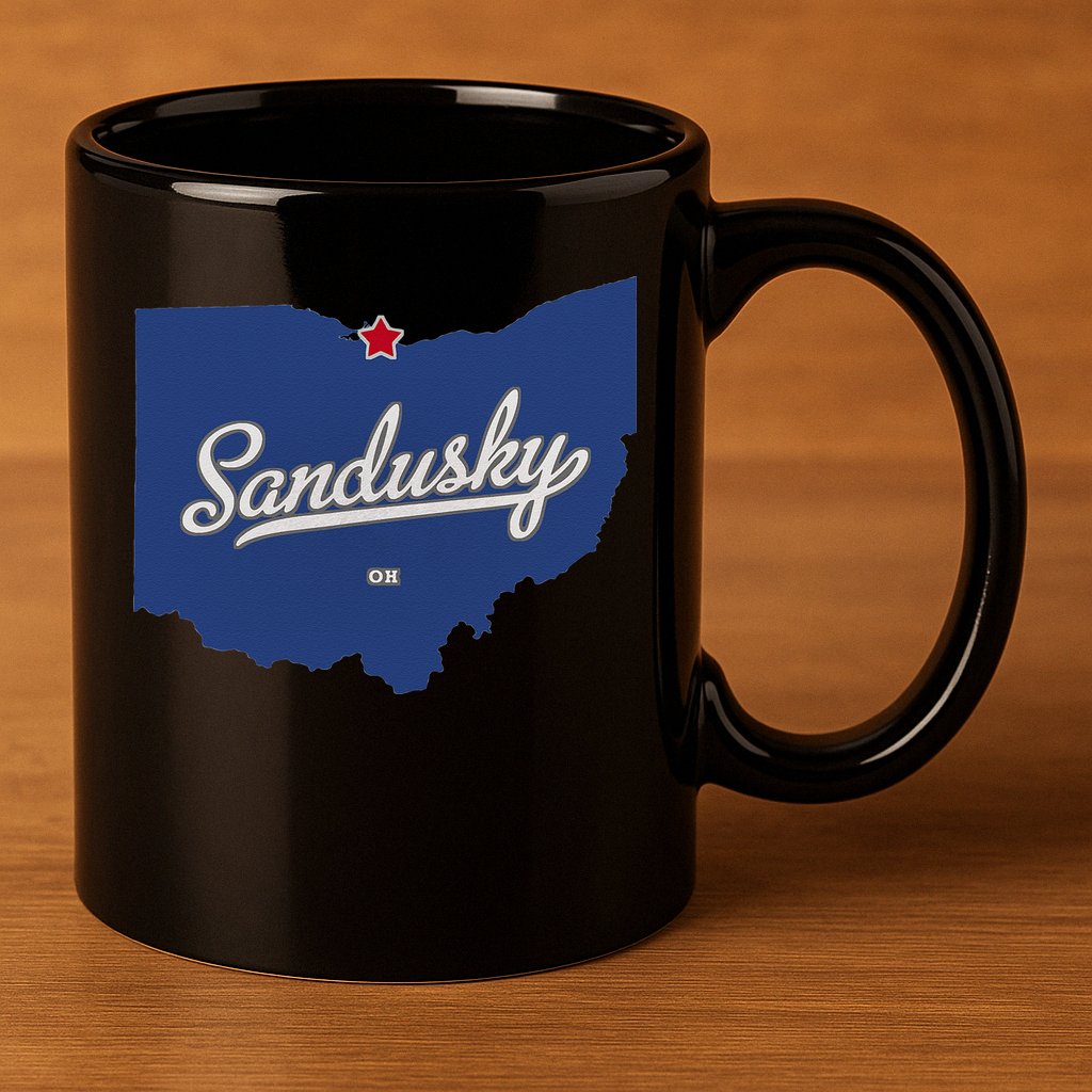 Sandusky Ohio OH Map 11oz C Handle Ceramic Mug