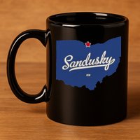 Sandusky Ohio OH Map 11oz C Handle Ceramic Mug