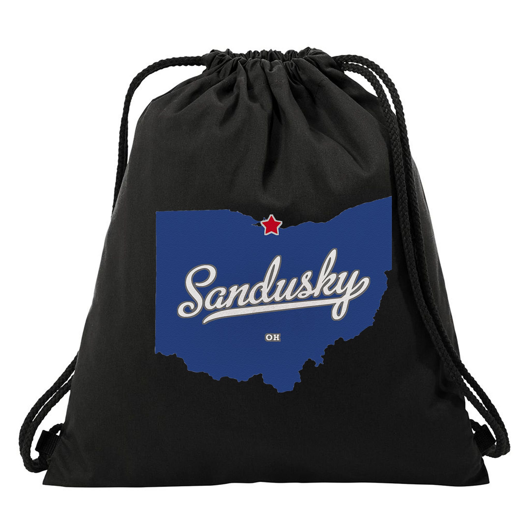 Sandusky Ohio OH Map Drawstring Bag