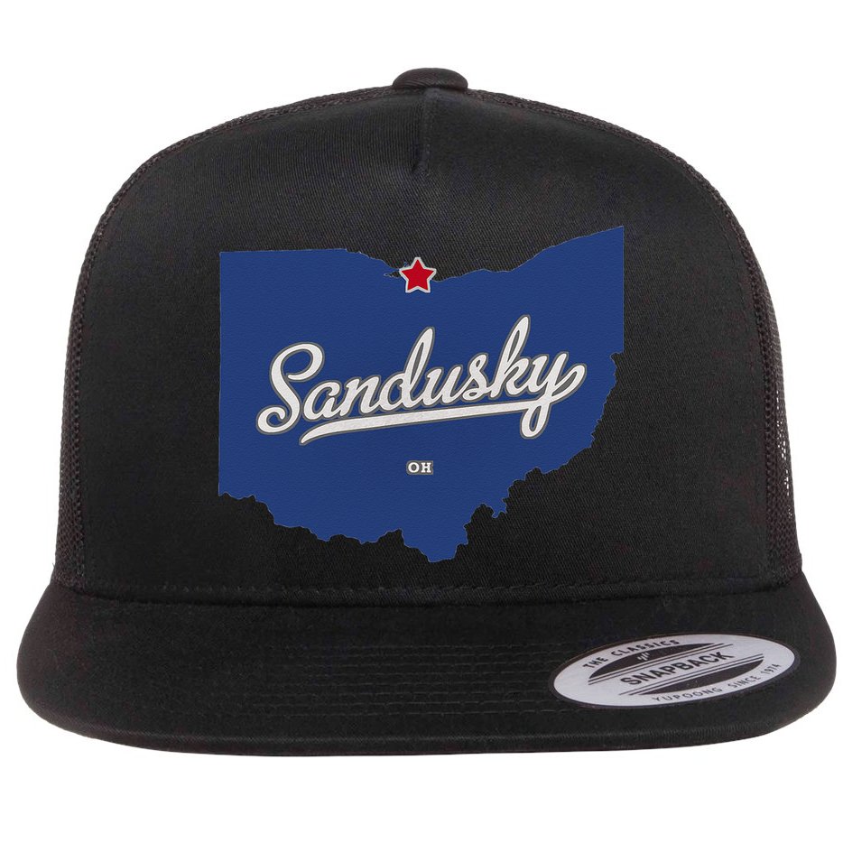 Sandusky Ohio OH Map Flat Bill Trucker Hat