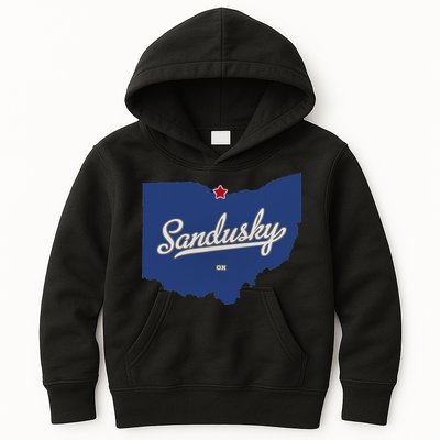 Sandusky Ohio OH Map Kids Hoodie